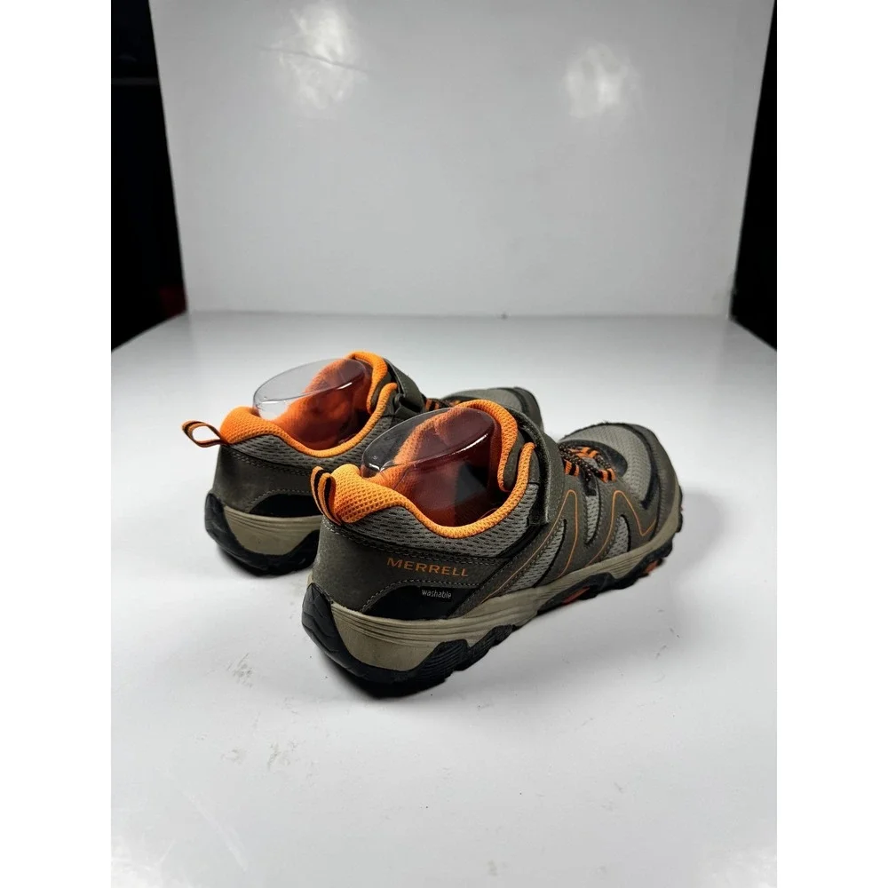 Merrell Trail Quest Kids Gray Orange Mesh Waterproof Ankle Strap Hiking Shoes